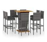 (grey, 80 x 80 x 110 cm/ 8 piece) vidaXL Garden Bar Set with Cushions 3/5/9 Piece Black/Grey 60x60/80x80 cm