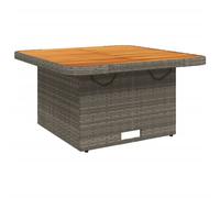 (grey, 80 x 80 x 71 cm) vidaXL Garden Table Outdoor Table Dining Table Poly Rattan and Acacia Wood
