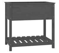 vidaXL Grey Planter with Shelf, Made of Solid Pine Wood, 82.5x54x81 cm - Ample Space for Planting, Optimal Height & Stable Wooden Frame