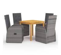 (grey, 85 cm table length/4x chair + table) vidaXL Garden Dining Set PatioTable and Chairs with Cushions Poly Rattan