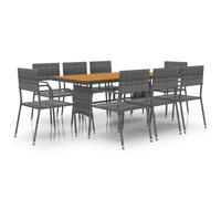 (grey, 9 piece) vidaXL Outdoor Dining Set Poly Rattan Garden Table Chair Black/Grey 7/9 Piece
