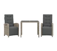 (grey, 90 cm table length/ 3 piece) vidaXL Bistro Set 3 Piece with Cushions Bistro Table & Chair Black Poly Rattan