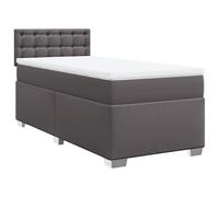 (grey, 90 x 200 cm) vidaXL Box Spring Bed with Mattress Bedroom Bed Frame Bed Base Faux Leather