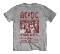 AC/DC Unisex T-Shirt: Highway to Hell World Tour 1979/1980 (Grey)