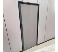 Grey Accordion Door Gate Aluminum Frame Non Woven Curtain Folding Concertina Room Divider Retractable Closet Door for Bedroom 20x80in (50.8x203cm)