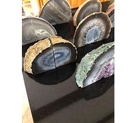 Grey Agate Natural Edge Microcrystalline Quartz Premium Bookends Ornament