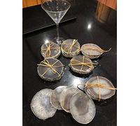 Grey Agate Silver Edge, Gilded, Microcrystalline Quartz Premium Coasters (Set of 4)