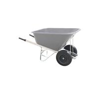(Grey) Agri Barrow 200 Litre Twin Wheel Wheelbarrow Plastic Tub Puncture Proof Tyres