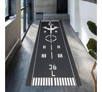 Grey Airport Runway Hallway Runner Rug, 50x150cm Airplane Runway Rugs | Non-Slip Airplane Landing Strip Long Carpet Mat for Entryway Kitchen, Soft Low Pile Floor Runner, Black