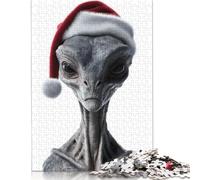 Grey Alien Christmas Portrait Puzzle 1000 Piece Adult Jigsaw Puzzle Puzzles Wooden Puzzles Jigsaw Puzzles for Adults 1000pcs (75x50cm)