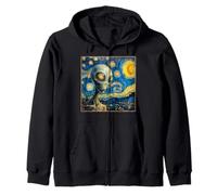 Grey Alien Painting for UFO UAP Disclosure Believers Zip Hoodie