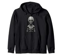 Grey Alien Smoking Cigarette Sci-Fi Extraterrestrial ET Zip Hoodie