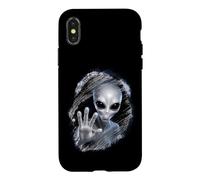 Grey Alien Wiping Frosted Glass Optical Illusion Sci-Fi 3D Case for iPhone X/XS