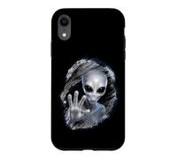 Grey Alien Wiping Frosted Glass Optical Illusion Sci-Fi 3D Case for iPhone XR