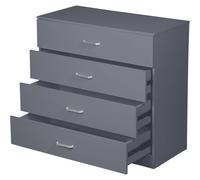(Grey) Alivio 4 Drawers Bedside Storage Cabinet