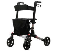 Grey Aluminium 4 Wheel Rollator Walking Aid - Flat Folding - 136kg Weight Limit