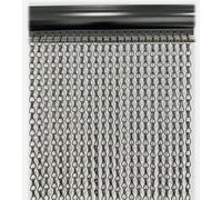 Grey Aluminium Chain Curtain Metal Door Curtain Insect Or Fly Screen Double Hook - Extra Wide - 150cm x 210cm Matching Header