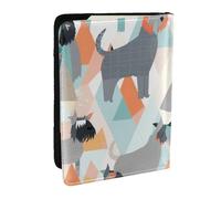 Grey and Black Dog Printed Passport Holder,Travel Pu Leather Passport Cover Case Organiser for Men Women,6.5 Inch
