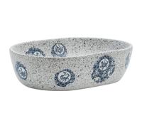 vidaXL Handmade Ceramic Countertop Basin - Grey and Blue Oval Shape, Impact & Stain Resistant with Unique Vintage Patterns, 47x33x13 cm