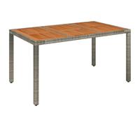 vidaXL Garden Table with Wooden Top Grey 150x90x75 cm Poly Rattan, Grey