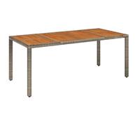 vidaXL Garden Table with Wooden Top Grey 190x90x75 cm Poly Rattan UK