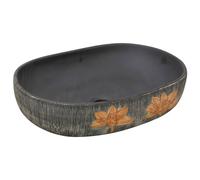 (grey and brown, 59 x 40 x 14 cm) vidaXL Countertop Basin Bathroom Sink Wash Basin Vessel Sink Oval Ceramic