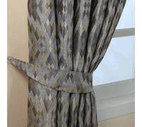 Homescapes Jacquard Geometric Curtain Tie Back Pair in Grey Homescapes Grey