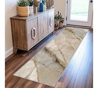 Grey and Gold Marble Runner Rugs for Hallway, Home Decor, 60 x 220, Washable Granite Modern Art Carpet Runners for Kitchen, Entryway, Bedroom, Soft, Non Slip, Thin xt349