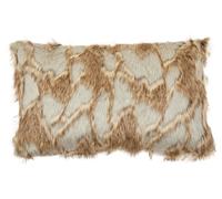 Grey and Natural Faux Fur Square Cushion, Luxe Ombre Design with Feather Filler, Soft Faux-Suede Reverse Premier Housewares Natural One Size
