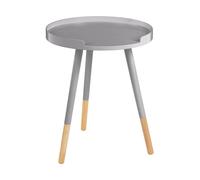 Grey and Natural Round Side Table, Wooden Side Table, Natural Wood Side Table, Contemporary Grey Side Table