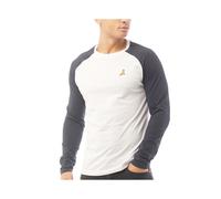 (Grey and Navy, XL) BRAVE SOUL Mens Long Sleeve T Shirts Crew Neck Casual Top Summer Cotton Tee NEW