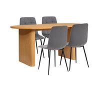 Grey And Oak Oval Fluted Dining Table Set Axel Birlea