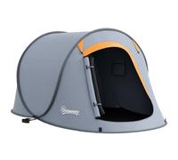 Grey and Orange 2-Man Pop-Up Camping Tent, Waterproof Polyester, 105x245cm