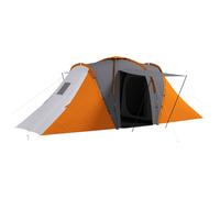 Grey and Orange 4-6 Man Camping Tent, 190T Polyester, 555x225x190cm, New