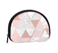 Grey and Pink Rose Gold Marble Diamond, Women's Storage Bag Shell Makeup Bag Small Coin Purse Shell Change Pouch