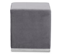 Grey and Silver Square Footstool, Velvet Ottoman Footstool with Silver Base, Pouffe Footstool for Home Premier Housewares Grey One Size