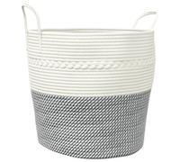 (grey and white, 43 x 38 cm) vidaXL Storage Basket Laundry Basket Washing Basket Laundry Hamper Cotton