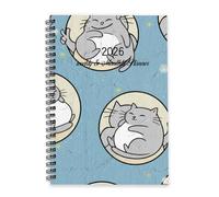 Grey and White Chubby Cats 2026 Journal A5 To Do List Notebook Diary Book 2026 Diary Mens and Notebook for Teacher Week To View Monthly Year Planner with Dotted Line Note Page Slim