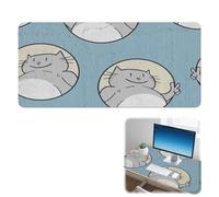 Grey and White Chubby Cats Desk Mat Non-Slip Mouse Mats for Desk with Smooth Surface Pu Leather Mouse Pad Gaming 90X42 cm Mousemat Office Decor Home Office Gifts Gaming Mousepad for School Home Table