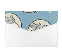 Grey and White Chubby Cats Plastic Wallets A4, Plastic Wallet Folders, Clear Folder, School Stuff A4 Document Wallets, Document File with Snap Button, Waterproof Pouch for School Office Home Travel