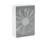 Grey And White Fashion Daisies Cigarette Case, Plastic Waterproof Shockproof, Airtight Push Open Cigarette Box, Capacity King Size Cigarette Holder, Portable Cigarette Container for Outdoor Travel Cam
