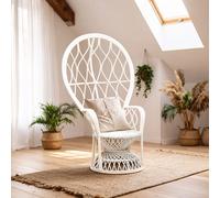 Grey and White Natural Rattan Curved Chair | Java