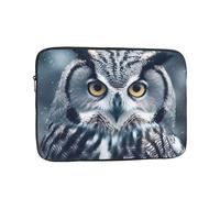 Grey and White Owl Laptop Sleeve for Women Men, 13 Inch Waterproof Laptop Bag Lightweight Notebook Computer Cover Bag