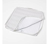 HOMESCAPES Grey Stripe Armchair Booster Cushion Cover 50 cm Square 100% Cotton Washable Seat Pad Case Soft Removable Quilted Cover with Zip