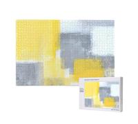 Grey And Yellow Abstract Art Painting,1000 Pieces Wooden Jigsaw Family Game Jigsaw Puzzles for Adults Teens Home Decor