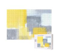 Grey And Yellow Abstract Art Painting,300 Pieces Wooden Jigsaw Family Game Jigsaw Puzzles for Adults Teens Home Decor