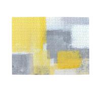Grey And Yellow Abstract Art Painting,500 Pieces Puzzles for Adults-Wooden Jigsaw Puzzle for Adults Elderly