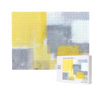 Grey And Yellow Abstract Art Painting,500 Pieces Wooden Jigsaw Family Game Jigsaw Puzzles for Adults Teens Home Decor