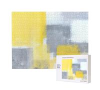 Grey And Yellow Abstract Art Painting,500 Pieces Wooden Jigsaw Family Game Jigsaw Puzzles for Adults Teens Home Decor