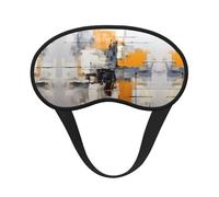Grey and Yellow Abstract Art Painting Blackout Sleep Mask with Elastic Band Design Fits All Head Shapes Ideal for Travel Office and Shift Work
